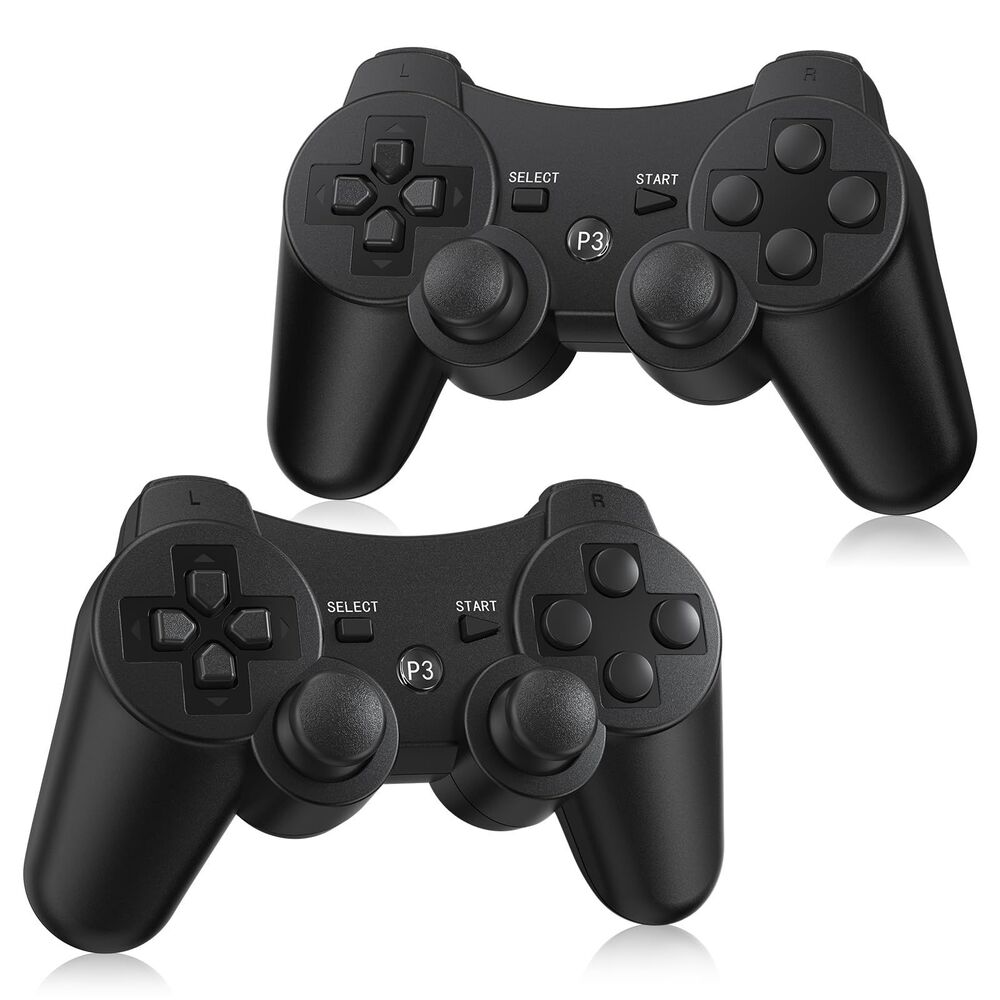 2 Pack, Wireless Controller Compatible w/ PS3 Playstation 3, 2 Charging Cables